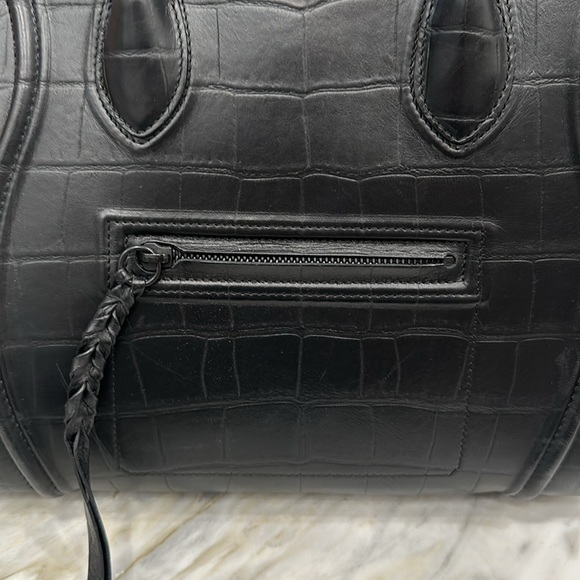 CELINE Crocodile Embossed Medium Phantom Luggage Black *AUTHENTIC* - Picture 4 of 8